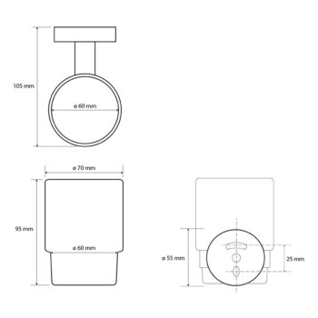 SAPHO XB900 X-round black pohár, mliečne sklo/ čierna