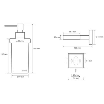 SAPHO XQ100 X-Square dávkovač mydla 250 ml, chróm