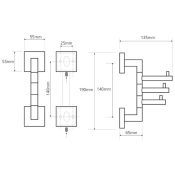 SAPHO XQ204 X-Square trojháčik otočný, chrómchróm