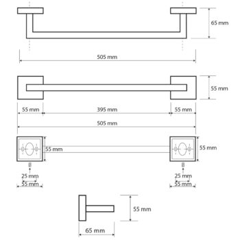 SAPHO XQ402 X-Square držiak uterákov 50 cm, strieborná