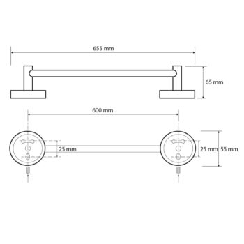 SAPHO XR410 X-Round E držiak na uteráky 65 cm, strieborná