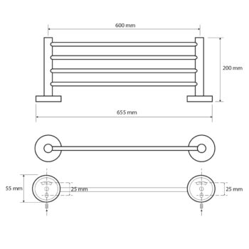 SAPHO XR412 X-Round E polička na uteráky 65 cm, strieborná