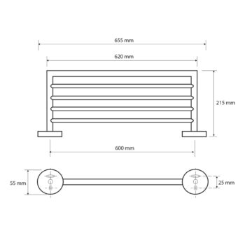 SAPHO XR413 X-Round polička na uteráky 65 cm, strieborná
