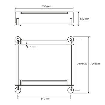 SAPHO XR602 X-Round E sklenená polička dvojitá 40 cm