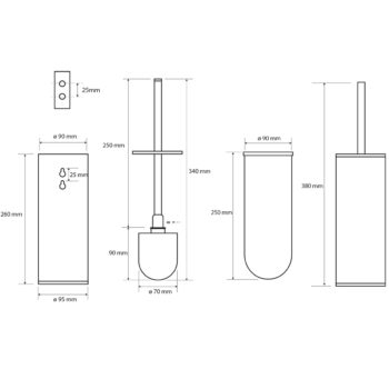 SAPHO XS300 X-Steel WC kefa čierna nástenná / na postavenie, brúsená nehrdz. oceľ