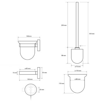 SAPHO XS301 X-Steel WC kefa nástenná, brúsená nehrdz. oceľ