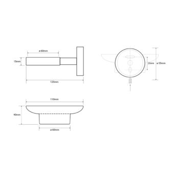 SAPHO XS802 X-steel mydlovnička sklenená, brúsený nerez