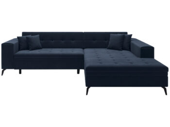 Súmerné prešívanie, jednoduchý dizajn, elegancia a vysoké štíhle nohy rohovej sedačky s rozkladom SAVIO P si Vás omotajú okolo prsta hneď na prvý pohľad. Sedačka sa stane praktickým pomocníkom, a elegantným doplnkom menšej, no kľudne aj tej väčšej obývačky. Farebné prevedenie tmavomodrá je…