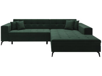 Súmerné prešívanie, jednoduchý dizajn, elegancia a vysoké štíhle nohy rohovej sedačky s rozkladom SAVIO P si Vás omotajú okolo prsta hneď na prvý pohľad. Sedačka sa stane praktickým pomocníkom, a elegantným doplnkom menšej, no kľudne aj tej väčšej obývačky. Farebné prevedenie tmavozelená je…