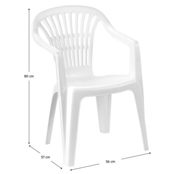 Záhradné kreslo SCILIA je skvelou voľbou pre spríjemnenie chvíľ oddychu na balkóne, terase či v záhrade. Vyhotovené z odolného plastu v elegantnej bielej farbe, pôsobí moderne a ľahko zapadne do akéhokoľvek exteriéru. Jeho stohovateľný dizajn umožňuje…
