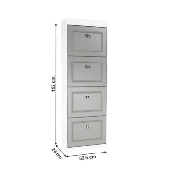 Predstavujeme vám moderný botník Seber Typ 3, ktorý je ideálnym riešením pre každú predsieň. Tento elegantný kus nábytku v kombinácii bielej a sivej farby prinesie do vášho interiéru svieži vzhľad a poriadok. Botník je vyrobený z kvalitného aglomerovaného materiálu, konkrétne…