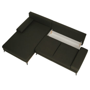KONDELA Selby L rohová sedačka s rozkladom a úložným priestorom zelená / čierna / prírodná – Obrázok 11