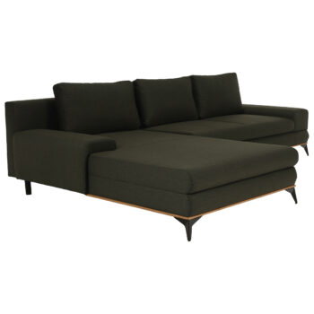 KONDELA Selby L rohová sedačka s rozkladom a úložným priestorom zelená / čierna / prírodná – Obrázok 5