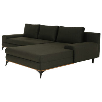 KONDELA Selby P rohová sedačka s rozkladom a úložným priestorom zelená / čierna / prírodná – Obrázok 5