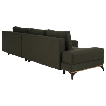 KONDELA Selby P rohová sedačka s rozkladom a úložným priestorom zelená / čierna / prírodná – Obrázok 8