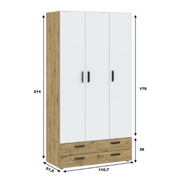 SELDE je nábytok, ktorý je v jednoduchom prevedení s čistými líniami. Na výber viacero prvkov SELDE.Komoda je vyrobená z kvalitných LTD dosiek. Sú nenáročné na údržbu. Zásuvková komoda disponuje dvomi praktickými zásuvkami.Farebné prevedenie: dub Artisan.Rozmery:šírka: 111 cmvýška: 35 cmhĺbka: 52 cm.Komodu si môžete zakúpiť samostatne, alebo v kombinácii so šatníkovou skriňou, ktorú môžete postaviť na komodu (viď. Príslušenstvo).Dodávame v demontovanom stave.