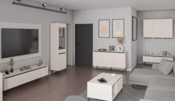 Obývací sektor SELESTA je v minimalistickom prevedení. Je spestrená dizajnom japonskej estetiky. Nábytok má elegantné vysoké nožičky, ktoré sú v čiernej farbe a sú vyrobené z kovu. Dodávajú nábytku ľahkosť. Výraznou dekoráciu nábytku sú drážkované čelá. Jednotlivé prvky SELESTA boli navrhnuté tak, aby každý prvok mohol byť použitý samostatne.Predná časť je vyrobená z kvalitného MDF materiálu v kombinácii s LTD o hrúbke 16 mm. Dosky sú nenáročné na údržbu. Korpus je vyrobený z LTD dosiek, s ABS hranami. Nožičky sú kovové, v čiernom prevedení. Farba: béžová pieskováRozmery:šírka: 56 cmvýška: 205 cmhĺbka: 40 cmvýška nožičiek 15 cm.Dodávame v demontovanom stave.