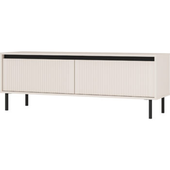 Obývací sektor SELESTA je v minimalistickom prevedení. Je spestrená dizajnom japonskej estetiky. Nábytok má elegantné vysoké nožičky, ktoré sú v čiernej farbe a sú vyrobené z kovu. Dodávajú nábytku ľahkosť. Výraznou dekoráciu nábytku sú drážkované čelá. Jednotlivé prvky SELESTA boli navrhnuté tak, aby každý prvok mohol byť použitý samostatne.Predná časť je vyrobená z kvalitného MDF materiálu v kombinácii s LTD o hrúbke 16 mm. Dosky sú nenáročné na údržbu. Korpus je vyrobený z LTD dosiek, s ABS hranami. Nožičky sú kovové, v čiernom prevedení. Farba: béžová pieskováRozmery:šírka: 140 cmvýška: 50 cmhĺbka: 40 cmvýška nožičiek 15 cm.Dodávame v demontovanom stave.