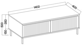 Obývací sektor SELESTA je v minimalistickom prevedení. Je spestrená dizajnom japonskej estetiky. Nábytok má elegantné vysoké nožičky, ktoré sú v čiernej farbe a sú vyrobené z kovu. Dodávajú nábytku ľahkosť. Výraznou dekoráciu nábytku sú drážkované čelá. Jednotlivé prvky SELESTA boli navrhnuté tak, aby každý prvok mohol byť použitý samostatne.Predná časť je vyrobená z kvalitného MDF materiálu v kombinácii s LTD o hrúbke 16 mm. Dosky sú nenáročné na údržbu. Korpus je vyrobený z LTD dosiek, s ABS hranami. Nožičky sú kovové, v čiernom prevedení. Farba: dub EvokeRozmery:šírka: 140 cmvýška: 50 cmhĺbka: 40 cmvýška nožičiek 15 cm.Dodávame v demontovanom stave.