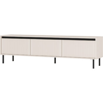 Obývací sektor SELESTA je v minimalistickom prevedení. Je spestrená dizajnom japonskej estetiky. Nábytok má elegantné vysoké nožičky, ktoré sú v čiernej farbe a sú vyrobené z kovu. Dodávajú nábytku ľahkosť. Výraznou dekoráciu nábytku sú drážkované čelá. Jednotlivé prvky SELESTA boli navrhnuté tak, aby každý prvok mohol byť použitý samostatne.Predná časť je vyrobená z kvalitného MDF materiálu v kombinácii s LTD o hrúbke 16 mm. Dosky sú nenáročné na údržbu. Korpus je vyrobený z LTD dosiek, s ABS hranami. Nožičky sú kovové, v čiernom prevedení. Farba: dub EvokeRozmery:šírka: 180 cmvýška: 50 cmhĺbka: 40 cmvýška nožičiek 15 cm.Dodávame v demontovanom stave.