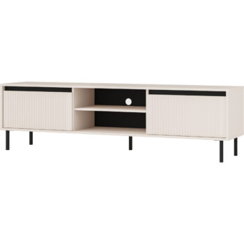 Obývací sektor SELESTA je v minimalistickom prevedení. Je spestrená dizajnom japonskej estetiky. Nábytok má elegantné vysoké nožičky, ktoré sú v čiernej farbe a sú vyrobené z kovu. Dodávajú nábytku ľahkosť. Výraznou dekoráciu nábytku sú drážkované čelá. Jednotlivé prvky SELESTA boli navrhnuté tak, aby každý prvok mohol byť použitý samostatne.Predná časť je vyrobená z kvalitného MDF materiálu v kombinácii s LTD o hrúbke 16 mm. Dosky sú nenáročné na údržbu. Korpus je vyrobený z LTD dosiek, s ABS hranami. Nožičky sú kovové, v čiernom prevedení. Farba: béžová pieskováRozmery:šírka: 180 cmvýška: 50 cmhĺbka: 40 cmvýška nožičiek 15 cm.Dodávame v demontovanom stave.