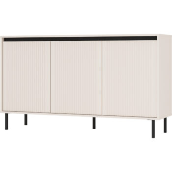 Obývací sektor SELESTA je v minimalistickom prevedení. Je spestrená dizajnom japonskej estetiky. Nábytok má elegantné vysoké nožičky, ktoré sú v čiernej farbe a sú vyrobené z kovu. Dodávajú nábytku ľahkosť. Výraznou dekoráciu nábytku sú drážkované čelá. Jednotlivé prvky SELESTA boli navrhnuté tak, aby každý prvok mohol byť použitý samostatne.Predná časť je vyrobená z kvalitného MDF materiálu v kombinácii s LTD o hrúbke 16 mm. Dosky sú nenáročné na údržbu. Korpus je vyrobený z LTD dosiek, s ABS hranami. Nožičky sú kovové, v čiernom prevedení. Farba: béžová pieskováRozmery:šírka: 150 cmvýška: 85 cmhĺbka: 40 cmvýška nožičiek 15 cm.Dodávame v demontovanom stave.