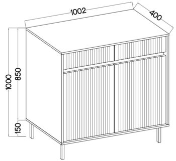 Obývací sektor SELESTA je v minimalistickom prevedení. Je spestrená dizajnom japonskej estetiky. Nábytok má elegantné vysoké nožičky, ktoré sú v čiernej farbe a sú vyrobené z kovu. Dodávajú nábytku ľahkosť. Výraznou dekoráciu nábytku sú drážkované čelá. Jednotlivé prvky SELESTA boli navrhnuté tak, aby každý prvok mohol byť použitý samostatne.Predná časť je vyrobená z kvalitného MDF materiálu v kombinácii s LTD o hrúbke 16 mm. Dosky sú nenáročné na údržbu. Korpus je vyrobený z LTD dosiek, s ABS hranami. Nožičky sú kovové, v čiernom prevedení. Farba: béžová pieskováZostava sa skladá z týchto prvkov:SELESTA  závesná skrinka 501 - rozmery (š,v,h): 46 x 100 x 32 cm,SELESTA  televízny stolík 312 - rozmery (š,v,h): 180 x 50 x 40 cm,SELESTA  kombinovaná komoda 822 - rozmery (š,v,h): 100 x 85 x 40 cm.Dodávame v demontovanom stave.