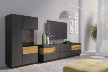 SELINKA 25 je kombinovaná štvordverová komoda s 2 šuplíkmi. Patrí k nábytku SELINKA, ktorý je charakteristický svojim kvalitným prevedením a praktickým riešením. Oceníte aj efektné prevedenie a celkový dizajn. Zaujímavé prepojenie dvoch farieb zvýrazňuje jedinečnosť tohto nábytku. Vďaka viacerým farebným kombináciám si z tejto kolekcie vyberie každý .Korpus nábytku je vyrobný z LTD dosky. Dvierka sú z MDF dosky, potiahnutej kvalitnou membránovou fóliou. Tento materiál je nenáročný na údržbu. Hlavnou farbou nábytku je matera. Tá je doplnená štýlovými vkladmi vo farebnom odtieni moreného dubového wotanu. Toto prepojenie dodáva nábytku štýlovosť a jedinečnosť.Komoda má v hornej časti sú 2 šuplíky, spodné časti sú dvierkové. Za každými dvierkami je umiestnená jedna vnútorná polička. Dvierka sú bezúchytové, využívajú systém push to open.Rozmery (š/v/h): 219/85/40 cm. Dodávame v demonte.