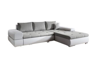 Moderná sedačka SENNEGAL MINI Vám poskytne pohodlné sedenie a oddych. Sedačka disponuje funkciou rozkladu a úložným priestorom. Po rozložení vznikne plocha na príležitostné spanie o rozmere 150 x 200 cm. Úložný priestor má rozmer 130 x 70 cm.Sedačka je potiahnutá látkou Orinoco 90 v kombinácii s ekokožou Madryt 120. Je tvorená vlnovcovou pružinou a PUR penou s hustotou T-30. Nožičky sú pochromované.Rozmery (š,v,h): 275 x 83 x 190 cm. Výška sedu 39 cm. Výška sedačky bez vankúšov 80 cm. Hĺbka sedu bez vankúšov 90 cm. Hĺbka sedu s vankúšmi 65 cm. Rohová sedačka je v univerzálnom prevedení. Môžete si ju zložiť v ľavom aj pravom prevedení rohu.Dodávame v demontovanom stave.