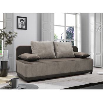 Rozkladacia pohovka s úložným priestorom Senty v elegantnej sivobéžovej farbe (taupe) je ideálnym riešením pre moderné interiéry. Táto pohovka od značky KONDELA kombinuje funkčnosť a štýl, čím sa stáva skvelým doplnkom do každej obývačky. Jej rovný tvar a kvalitný látkový poťah zaručujú pohodlie…