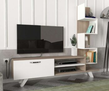 Objavte SERENE, TV stolík, ktorý elegantne kombinuje praktickosť s moderným dizajnom, ideálny pre každú obývaciu izbu. Jeho svieža biela a svetlo hnedá farba prináša do miestnosti pocit pokoja a pohody.Kľúčové vlastnostiTyp tovaru: TV stolíkMateriál: Kvalitný LTD s hrúbkou 18 mm, čo zaručuje vysokú odolnosť a dlhú životnosť.Rozmery: Celkové rozmery 149.5 x 38.6 x 29.5 cm, s miestom pre TV s výškou 38,6 cm a šírkou 120 cm, ideálne pre 47 palcové televízory.Farba: Kombinácia bielej a svetlo hnedej farby, ktorá dodáva interiéru sviežosť a eleganciu.Vybavenie: Vybavený jednodverovou skrinkou a regálkom, ktorý poskytuje dostatok priestoru na uskladnenie vašich multimediálnych zariadení a ďalších potrieb.Počet dverí, dvierok: Jednodverový dizajn, ktorý je praktický a zároveň esteticky príjemný.Dodatočné informácie: Produkt je dodávaný v demontovanom stave, čo uľahčuje jeho prepravu a montáž.TV stolík SERENE je ideálnou voľbou pre tých, ktorí hľadajú funkčný a esteticky príťažlivý kus nábytku, ktorý bez problémov doplní akúkoľvek modernú obývaciu izbu. Jeho konštrukcia a dizajn sú starostlivo premyslené tak, aby vyhoveli vašim potrebám a zároveň doplnili vzhľad vášho domova.