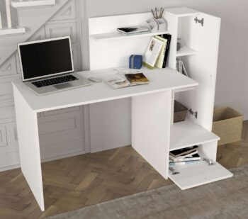 Písací stôl SHELDONPredstavujeme vám písací stôl SHELDON, ktorý je perfektnou voľbou pre vašu kanceláriu alebo detskú izbu. Tento elegantný a praktický stôl spĺňa všetky vaše potreby pre pohodlné a efektívne pracovné prostredie.Typ tovaru: Písací stôlVhodné do miestnosti: Kancelária a detská izbaMateriál: LTDRozmer: 142.8 x 115.8 x 60 cmFarba: BielaVybavenie: RegálkaTvar: ObdĺžnikovýHrúbka materiálu: 18 mmDodatočné informácie: Dodávame v demontePísací stôl SHELDON je vyrobený z kvalitného LTD materiálu s hrúbkou 18 mm, čo zaisťuje jeho pevnosť a dlhú životnosť. Štýlový biely dizajn dodáva stolu moderný a čistý vzhľad, ktorý sa hodí do akéhokoľvek interiéru. Stôl je vybavený praktickým regálkom, ktorý poskytuje dostatok úložného priestoru pre vaše pracovné potreby a pomôcky.Dodávame v demonte, čo znamená, že stôl ľahko zložíte podľa priloženého návodu. Písací stôl SHELDON je ideálnou voľbou pre každého, kto hľadá štýlový a funkčný nábytok do svojej kancelárie alebo detskej izby.