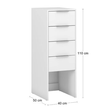 Vytvorte si potrebný priestor so zásuvkovou komodou SIGNES K4SB 400 v bielom prevedení, s rozmerom (ŠxHxV): 40x50x110 cm. Disponuje so štyrmi zásuvkami s úchytkami a plným výsuvom na teleskopickom kovaní. Vďaka jednotlivým hotovým komponentom modulárneho systému Signes, sa podarí vyskladať veľké…