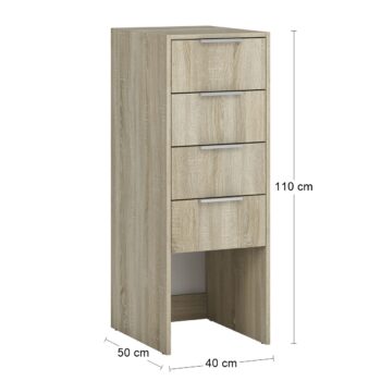 Vytvorte si potrebný priestor so zásuvkovou komodou SIGNES K4SB 400 v prevedení dub sonoma, s rozmerom (ŠxHxV): 40x50x110 cm. Disponuje so štyrmi zásuvkami s úchytkami a plným výsuvom na teleskopickom kovaní. Vďaka jednotlivým hotovým komponentom modulárneho systému Signes, sa podarí vyskladať…
