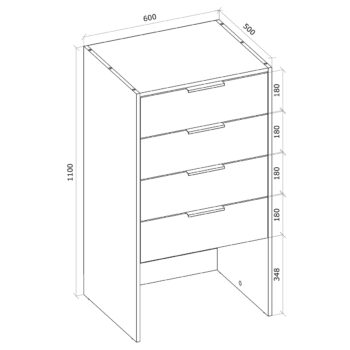 Vytvorte si potrebný priestor so zásuvkovou komodou SIGNES K4SB 600 v bielom prevedení, s rozmerom (ŠxHxV): 60x50x110 cm. Disponuje so štyrmi zásuvkami s úchytkami a plným výsuvom na teleskopickom kovaní. Vďaka jednotlivým hotovým komponentom modulárneho systému Signes, sa podarí vyskladať veľké…