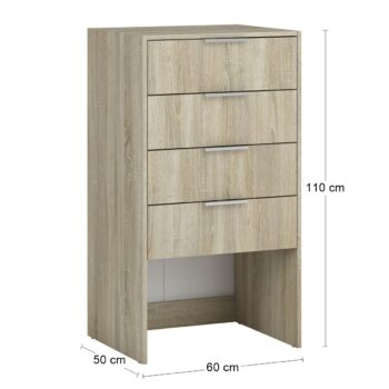 Vytvorte si potrebný priestor so zásuvkovou komodou SIGNES K4SB 600 v prevedení dub sonoma, s rozmerom (ŠxHxV): 60x50x110 cm. Disponuje so štyrmi zásuvkami s úchytkami a plným výsuvom na teleskopickom kovaní. Vďaka jednotlivým hotovým komponentom modulárneho systému Signes, sa podarí vyskladať…