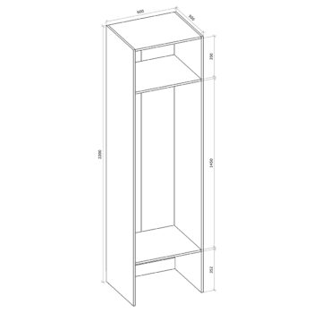 Vytvorte si potrebný priestor s vysokou otvorenou šatníkovou skriňou SIGNES VT1 600 v bielom prevedení, s rozmerom (ŠxHxV): 60x50x220 cm. Súčasťou balenia je vešiaková tyč. Vďaka jednotlivým hotovým komponentom modulárneho systému Signes, sa podarí vyskladať veľké množstvo variácií praktického…