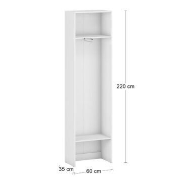 Vytvorte si potrebný priestor s vysokou otvorenou šatníkovou skriňou SIGNES VV1 600 v bielom prevedení, s rozmerom (ŠxHxV): 60x35x220 cm. Disponuje výsuvným teleskopickým vešiakom. Vďaka jednotlivým hotovým komponentom modulárneho systému Signes, sa podarí vyskladať veľké množstvo variácií…