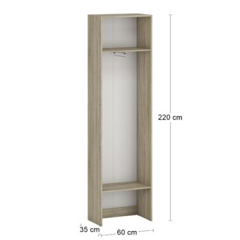 Vytvorte si potrebný priestor s vysokou otvorenou šatníkovou skriňou SIGNES VV1 600 v prevedení dub sonoma, s rozmerom (ŠxHxV): 60x35x220 cm. Disponuje výsuvným teleskopickým vešiakom. Vďaka jednotlivým hotovým komponentom modulárneho systému Signes, sa podarí vyskladať veľké množstvo variácií…