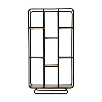 KONDELA Simal kovový regál čierna / prírodná – Obrázok 8