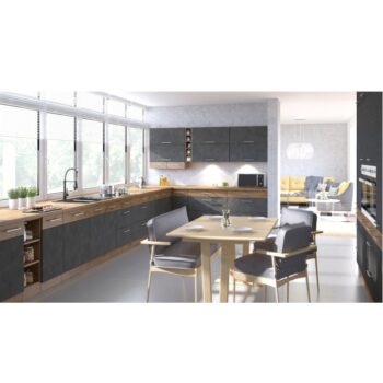 Vyskladajte si kuchyňu podľa Vašich predstáv s vysokou skrinkou VEGA 60 DPS-210 3S 1F. Rozmery skrinky sú (ŠxHxV): 60x57x210 cm. Moderný vzhľad zaručuje farebná kombinácia sivá matná a dub lancelot. Vyrobená je z laminovanej DTD (drevotriesková doska). Pýši sa systémom tichého zatvárania dvierok…