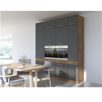 Vyskladajte si kuchyňu podľa Vašich predstáv s vysokou skrinkou VEGA 60 DPS-210 3S 1F. Rozmery skrinky sú (ŠxHxV): 60x57x210 cm. Moderný vzhľad zaručuje farebná kombinácia sivá matná a dub lancelot. Vyrobená je z laminovanej DTD (drevotriesková doska). Pýši sa systémom tichého zatvárania dvierok…