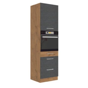 Vyskladajte si kuchyňu podľa Vašich predstáv s vysokou skrinkou VEGA 60 DPS-210 3S 1F. Rozmery skrinky sú (ŠxHxV): 60x57x210 cm. Moderný vzhľad zaručuje farebná kombinácia sivá matná a dub lancelot. Vyrobená je z laminovanej DTD (drevotriesková doska). Pýši sa systémom tichého zatvárania dvierok…