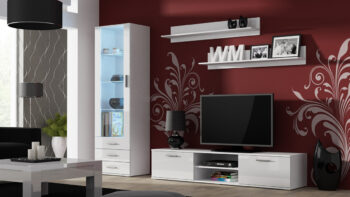 CAMA MEBLE Soho 140 tv stolík biela / biely lesk – Obrázok 2