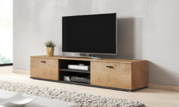 CAMA MEBLE Soho 180 tv stolík dub lefkas / čierna – Obrázok 2