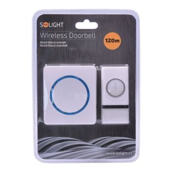SOLIGHT bezdrôtový zvonček, batériový, 120m, biely 1L45