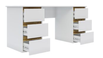 Široký písací stôl SONIJA je funkčný a moderný nábytok vhodný do každého interiéru. Písací stôl je vyrobený z LTD laminovaného materiálu. Farba grafit dodáva pracovnému stolu príjemný a elegantný vzhľad. SONIJA písací stôl disponuje šiestimi praktickými zásuvkami rozdelenými po oboch stranách.Rozmery stolíka: Š160 / V76/ H60 cm. Stôl má bezúchytový systém otvárania. SONIJA písací stôl je skvelou voľbou pre tých, ktorí hľadajú praktický a moderný nábytok do svojho pracovného priestoru.Pracovný stôl je dodávaný v demonte, čo umožňuje jednoduchú montáž doma. V ponuke aj ďalšie produkty z rovnakej kolekcie.
