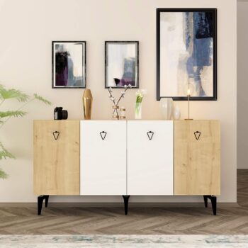 Komoda SONO – Široké a elegantné úložné riešenie pre obývaciu izbuKomoda SONO je ideálnym doplnkom pre modernú obývaciu izbu, ktorá kombinuje praktickosť s elegantným dizajnom. Vďaka štyrom plným dvierkam ponúka dostatok úložného priestoru pre všetky vaše potreby, či už ide o knihy, dekorácie alebo iné predmety. Kombinácia antracitovej a bielej farby dodáva interiéru štýlový a sofistikovaný vzhľad.S rozmermi 79 x 150 x 40 cm je komoda SONO nielen priestranná, ale aj praktická. Vyrobená z kvalitného LTD materiálu s hrúbkou 18 mm, zaisťuje pevnosť a dlhú životnosť. Kovové úchytky dodávajú moderný vzhľad, zatiaľ čo plastové nožičky poskytujú stabilitu a chránia podlahu pred poškriabaním.Hlavné vlastnosti:Typ tovaru: KomodaMateriál: LTDRozmer: 79 x 150 x 40 cmVybavenie: Dvierka plnéVzhľad: ŠirokáPočet dvierok: 4Úchytky: KovovéHrúbka materiálu: 18 mmDodatočné informácie: Dodávame v demonte, plastové nožičkyFarba: Dub + bielaKomoda SONO je dodávaná v demontovanom stave s priloženým návodom na jednoduchú montáž. Tento moderný a praktický kus nábytku je perfektnou voľbou pre každého, kto hľadá štýlové a funkčné úložné riešenie pre svoju obývačku.