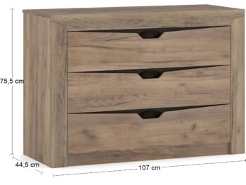 Zásuvková komoda SORAYA CH Vás očarí nie len svojou praktickosťou, priestrannosťou, ale hlavne jej dokonale premysleným dizajnom. Komoda je tvorená troma zásuvkami, je vyrobená v nádhernom prevedení dub tabaco v kombinácii farby wenge, ktorá dokonale dopĺňa dizajn komody v oblasti úchytiek. Stane…