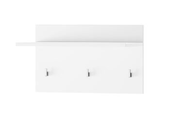 Vešiakový panel STAND je jedným z prvkov atraktívneho nábytku STAND. Zaujme vás svojim dizajnom a funčknosťou.Je vyrobený z MDF dosiek. Tie sú pokryté matnou fóliou v modernej bielej farbe.Vešiakový panel disponuje tromi vešiakmi na zavesenie kabátov. Vo vrchnej časti je jedna polica.Rozmery (š,v,h): 62 x 37 x 30 cm.Nábytok STAND je v modernom a minimalistickom prevedení. Vďaka svojej univerzálnosti ho môžete použiť do rôznych miestností vášho domu. Výborne sa hodí do predsiene, obývačky alebo jedálne. Záleží len na vás a vašej fantázii, kde tento nábytok použijete. Jasné farby nábytku STAND rozsvietia a zútulnia interiér. Vďaka nemu sa budete cítiť u vás doma výborne.Dodávame v demontovanom stave. Záruka 24 mesiacov.